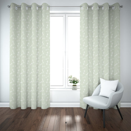Horse Bit Design Blackout Curtains (Green)