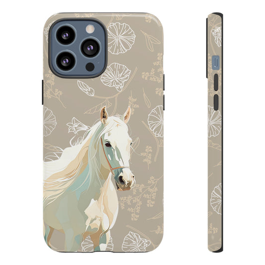 Floral Horse Design Phone Case (Beige)
