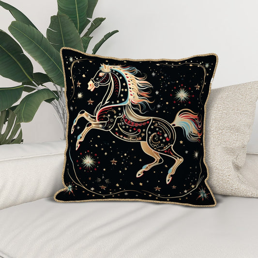 Starry Horse Velvet Bordered Pillow Covers