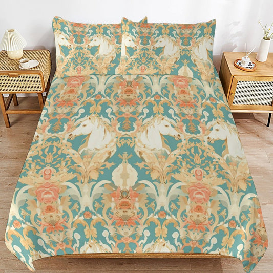 Classic horse pattern design, this lightweight, soft and breathable duvet set that provide you a cozy bedding.