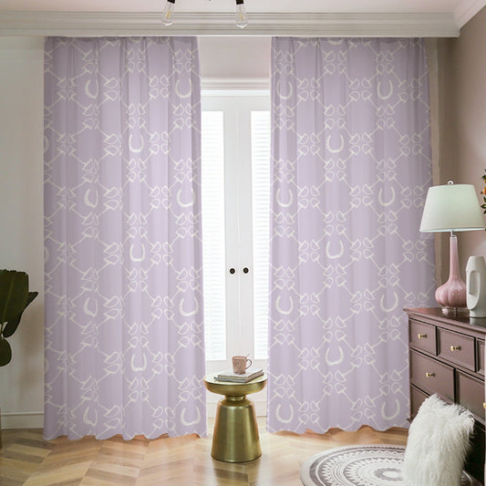 Horse Bit Design Blackout Curtains (Purple)