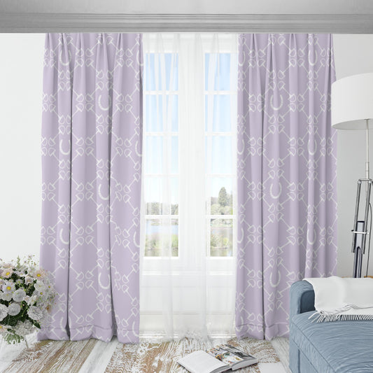 Horse Bit Design Blackout Curtains (Purple)