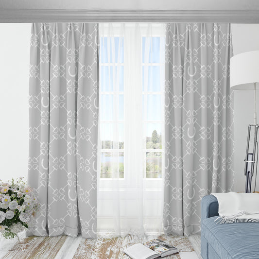 Horse Bit Design Blackout Curtains (Grey)