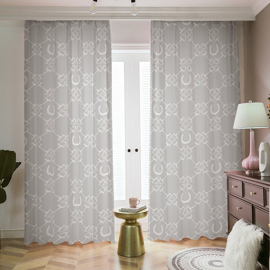 Horse Bit Design Blackout Curtains (Grey)