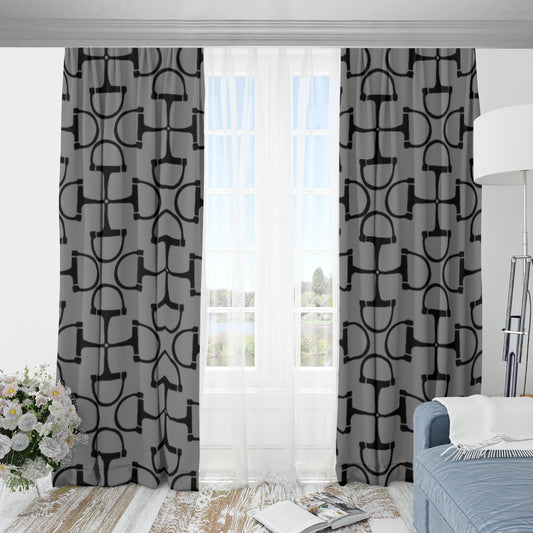 DRing Horse Bit Design Blackout Curtains (Grey)