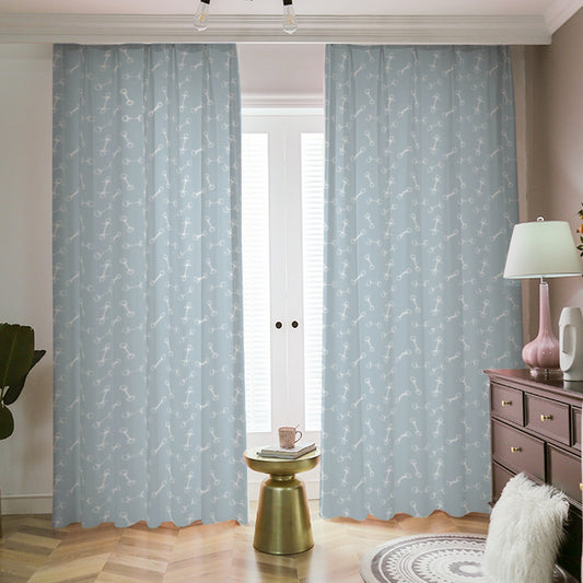 Horse Bit Design Blackout Curtains (Blue)