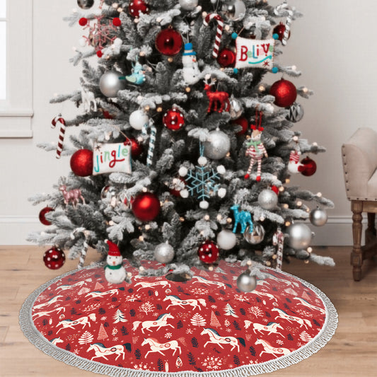 Tree Skirt - Red White Horses