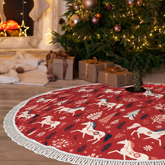 Tree Skirt - Red White Horses