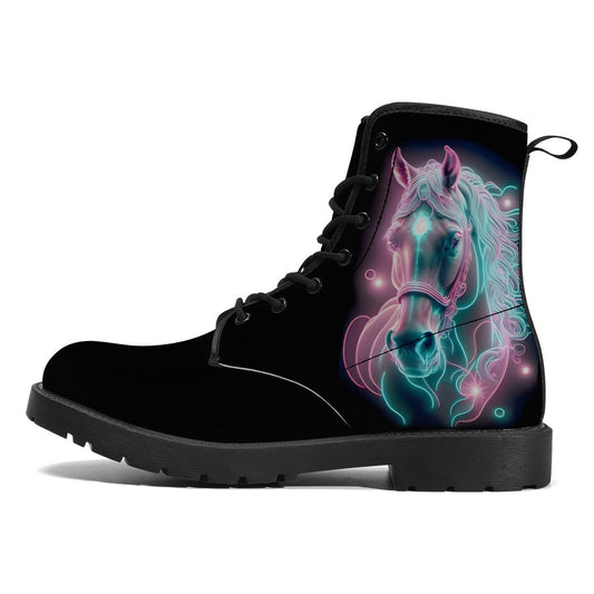 Neon Horse Art Leather Boots