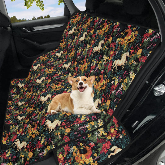 Car Pet Seat Cover - Floral Horse