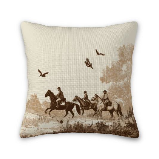 Hunting Chase Linen Throw Pillow Covers