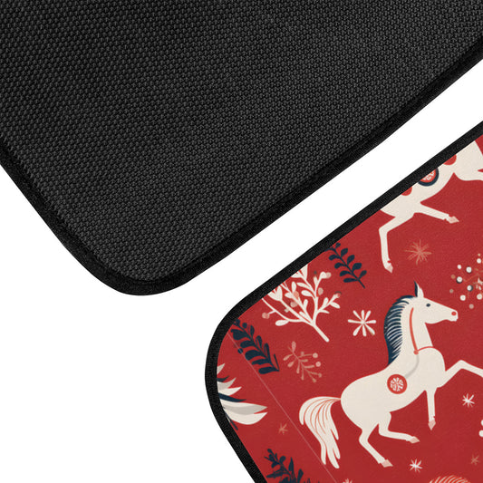 Car Floor Mat - Horses Red