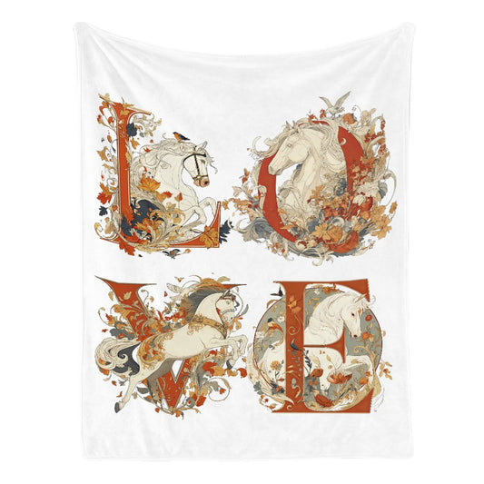 Floral Red "LOVE" 300 GSM Flannel Throw Blanket (Made in USA)