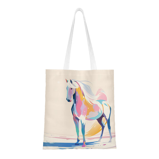White horse design tote bag, horse lover gift, boho white tote bag, gift for her, animal lover, equestrian design, horse art