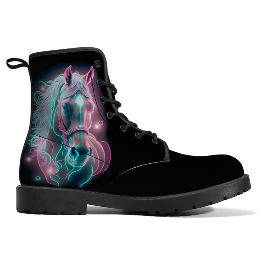 Neon Horse Art Leather Boots