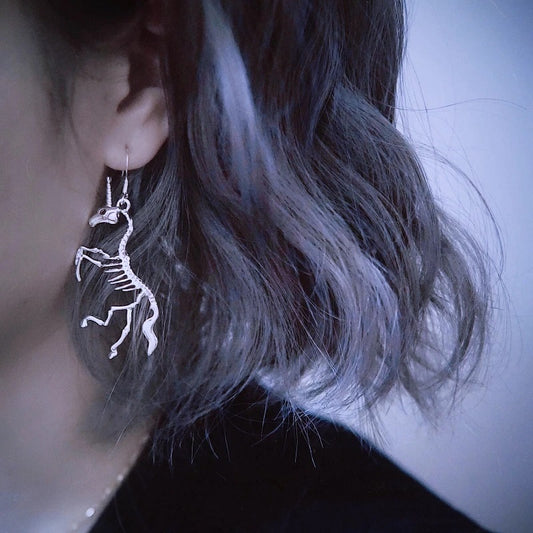 Unicorn Skeleton Dangle Earring