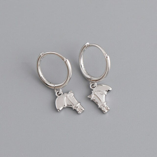 S925 Horsehead Dangle Earring