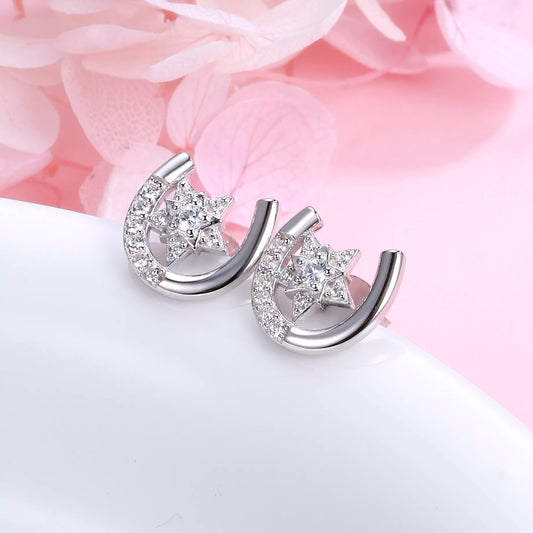 Sparkling Star & Horseshoe Stud Earring