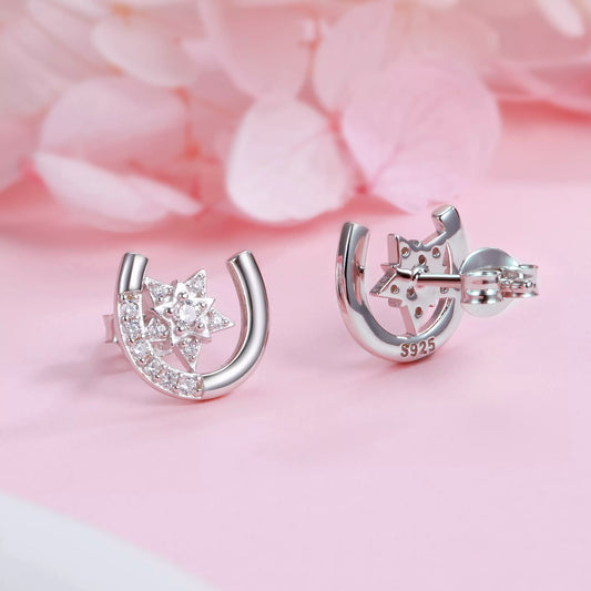 Sparkling Star & Horseshoe Stud Earring