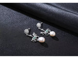 S925 Pearl Diamond Horse Dangle Earring S925 Pearl Diamond Horse Dangle Earring
