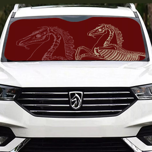 Horse Skeleton - Windshield Sunshade (red)