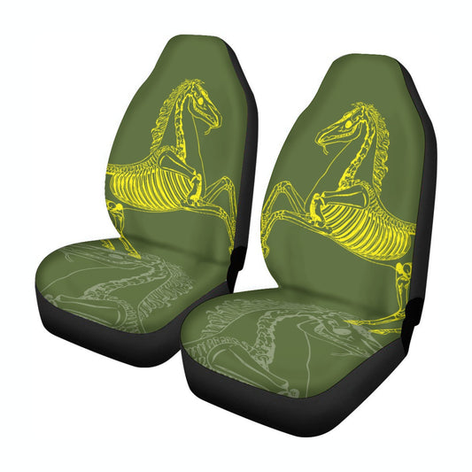 Horse Skeleton - Universal Car Seat Cover - Green