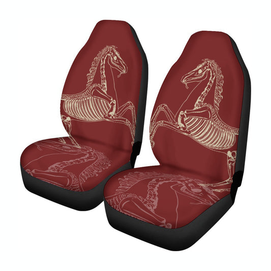 Horse Skeleton - Universal Car Seat Cover - red