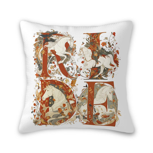Floral Red: RIDE - Linen Throw Pillow Covers