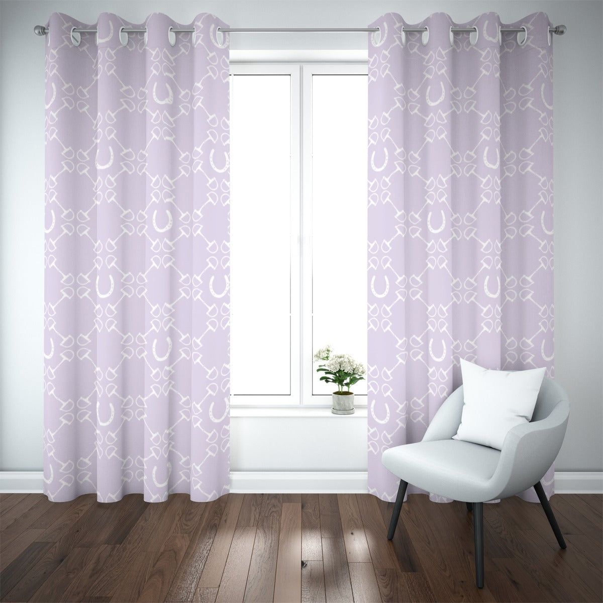 Horse Bit Design Blackout Curtains (Purple)