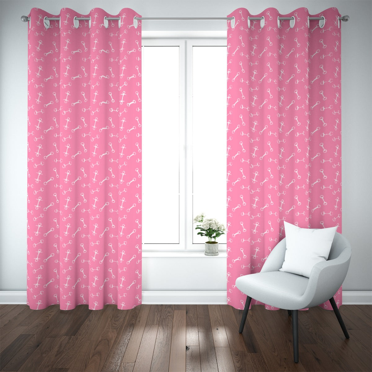 Horse Bit Design Blackout Curtains (Pink)