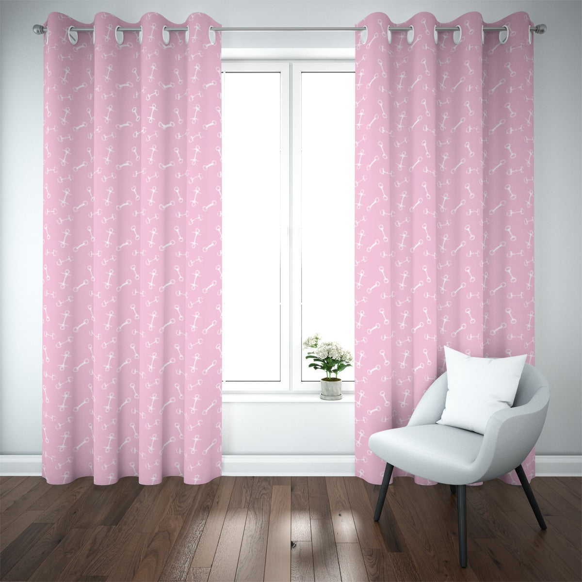Horse Bit Design Blackout Curtains (Pink)