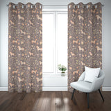 Floral Horses Blackout Curtains (Brown)