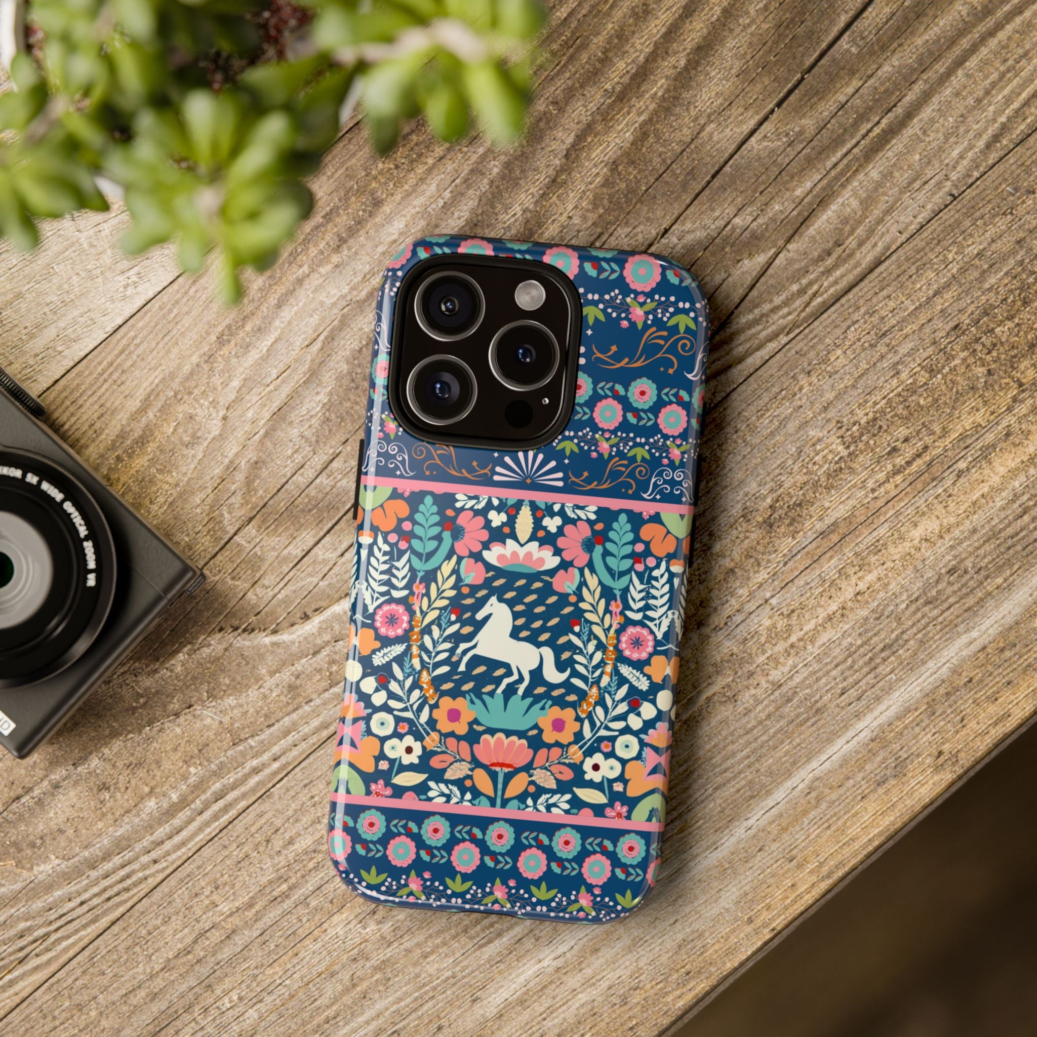 Floral horse design tough case