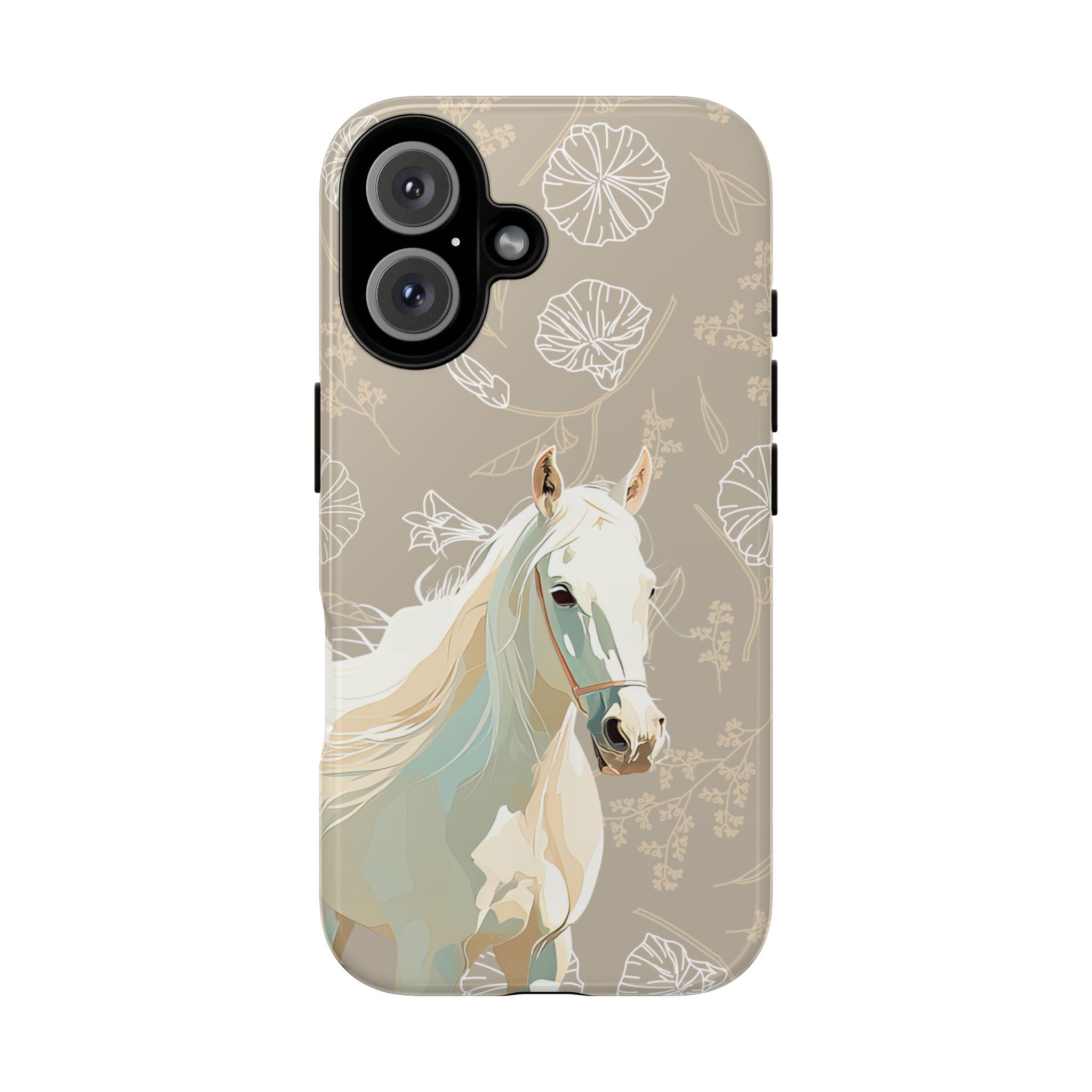 Floral Horse Design  Phone Case (Beige)