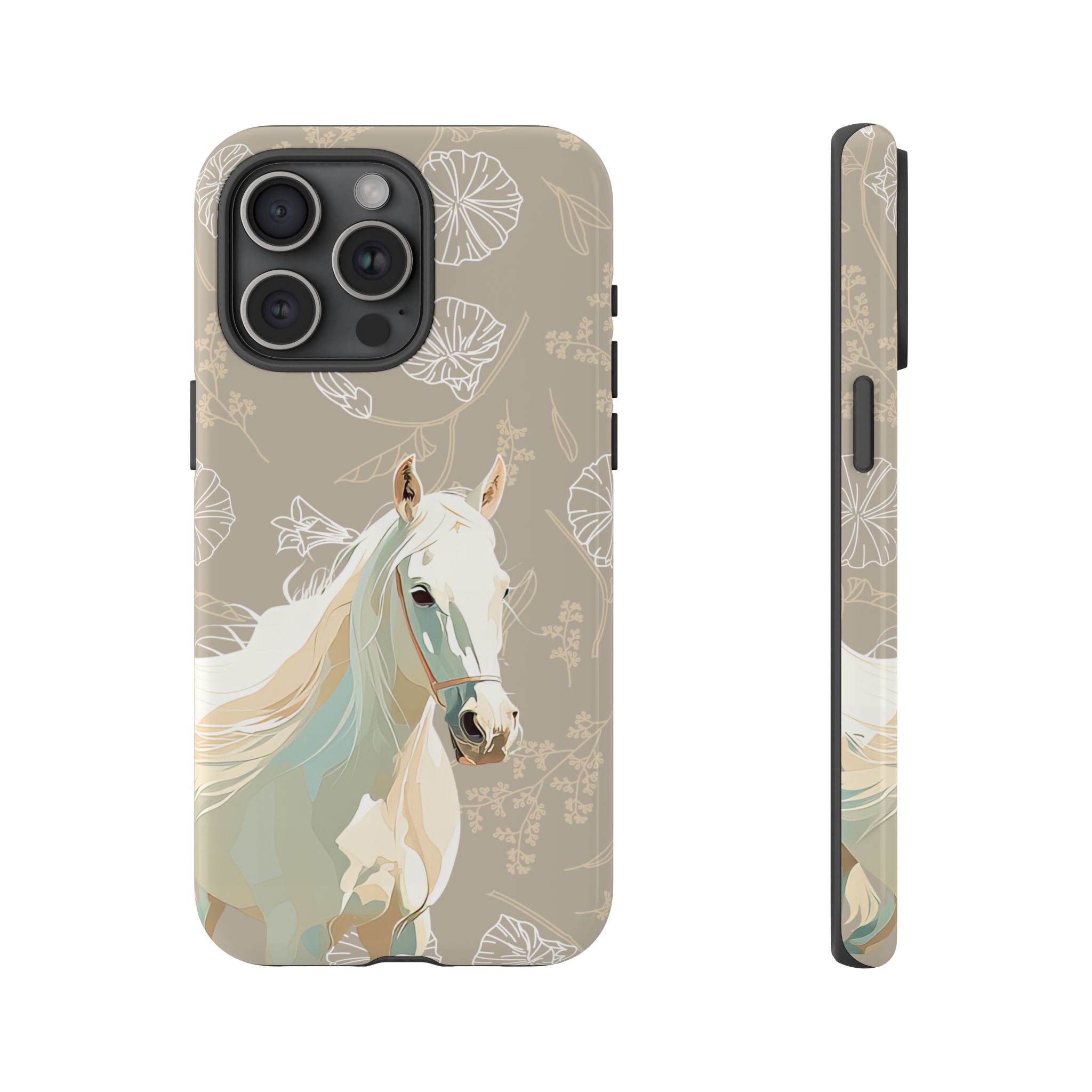 Floral Horse Design  Phone Case (Beige)