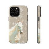 Floral Horse Design  Phone Case (Beige)