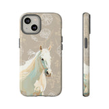 Floral Horse Design  Phone Case (Beige)