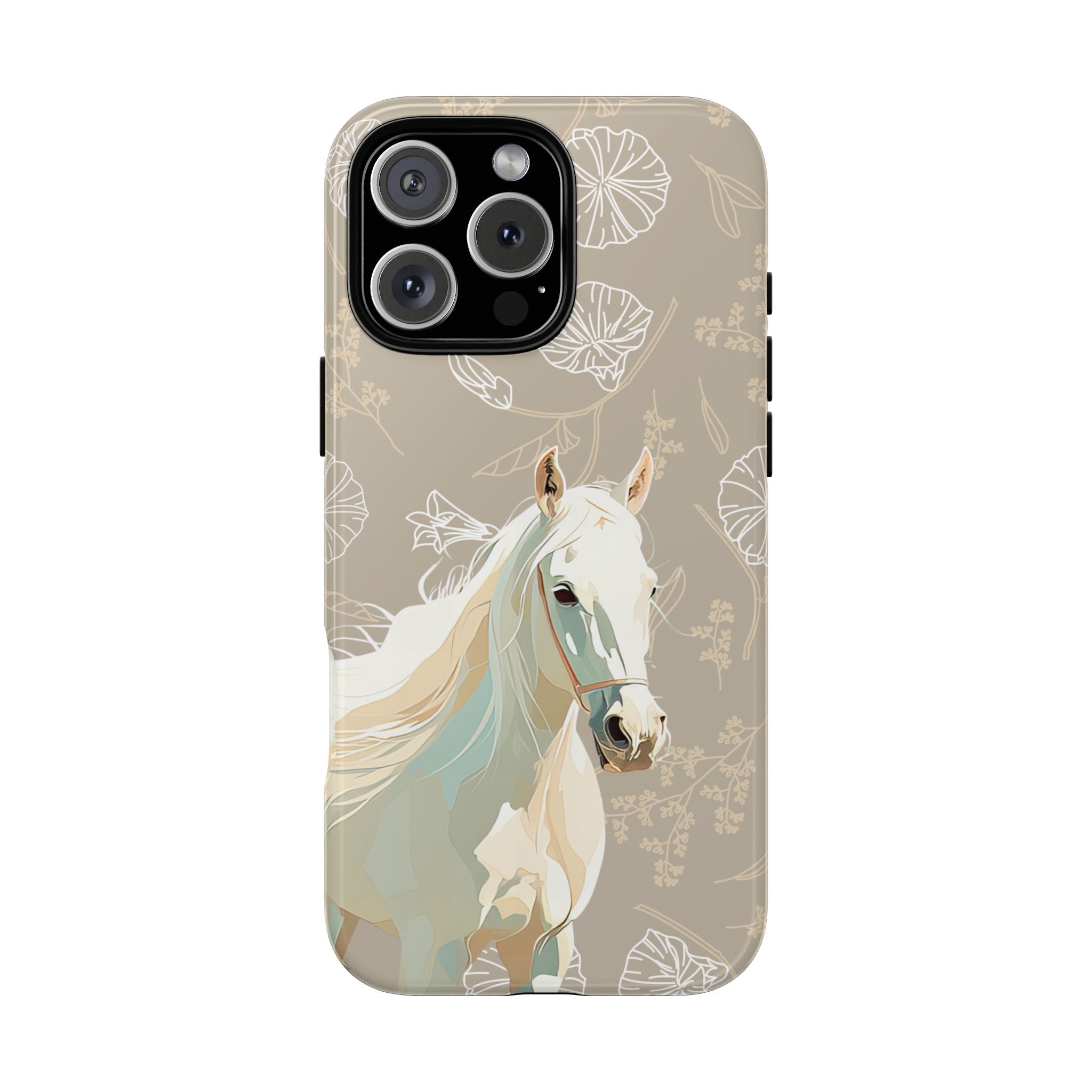 Floral Horse Design  Phone Case (Beige)
