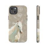 Floral Horse Design  Phone Case (Beige)
