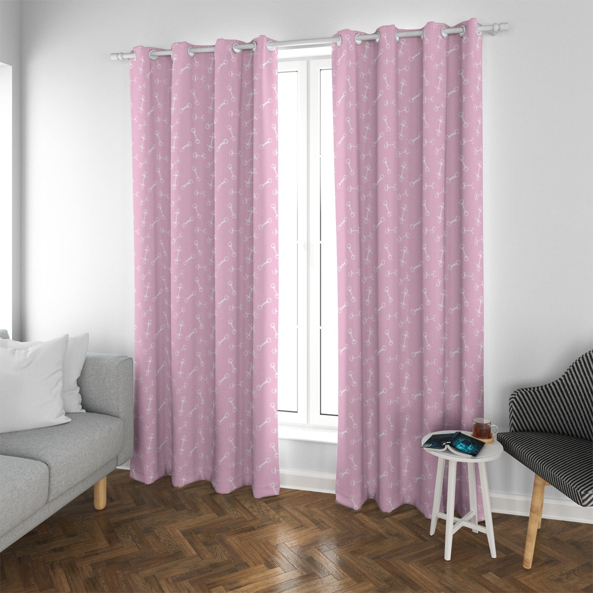 Horse Bit Design Blackout Curtains (Pink)