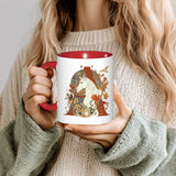Floral Red - 26 Alphabets Horse Theme Ceremic Coffee mug