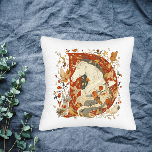 Personalized Floral Red Throw Pillow (Plush)