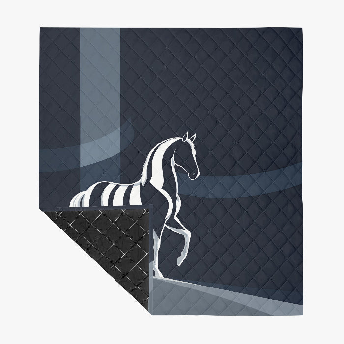 Horse Themed, breathable and light weight blanket with shams quilted on both sides. Horse & animal Lover Gift