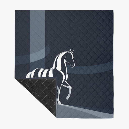 Horse Themed, breathable and light weight blanket with shams quilted on both sides. Horse & animal Lover Gift