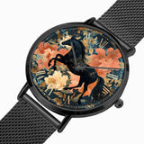 Premium rose gold stainless steel watch with horse design for horse lovers