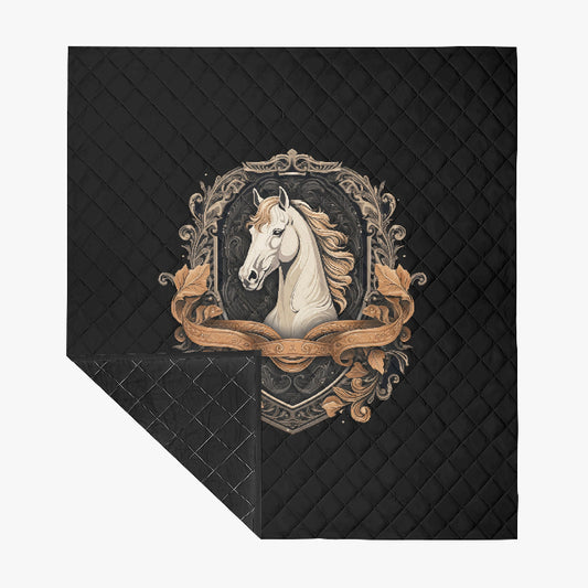 Horse Themed, breathable and light weight blanket with shams quilted on both sides. Horse & animal Lover Gift