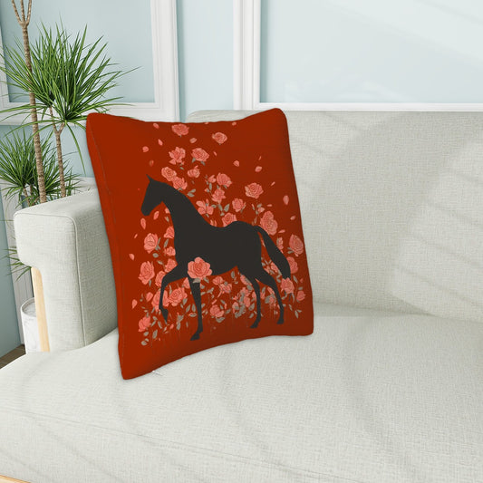 Personalized Floral Red Throw Pillow (Plush)