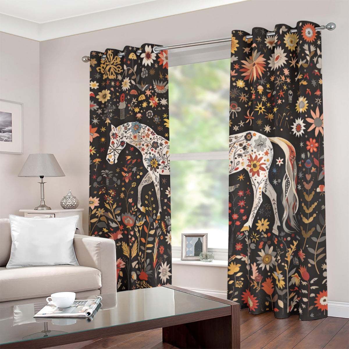 Botanic Horse Blackout Curtain