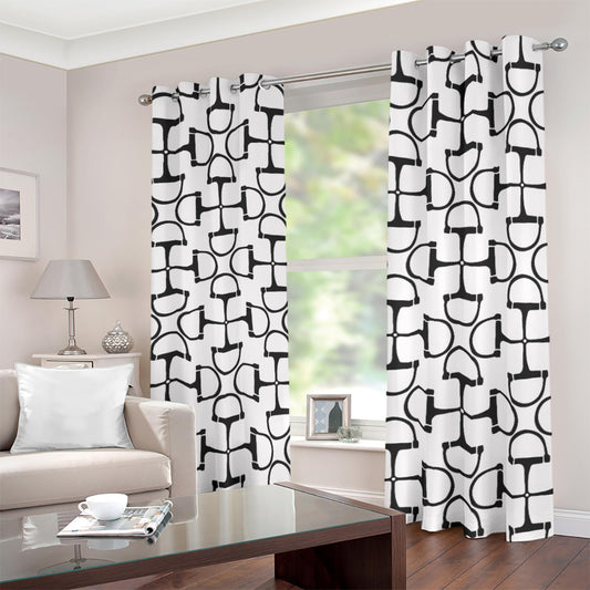 DRing Horse Bit Design Blackout Curtains (White)