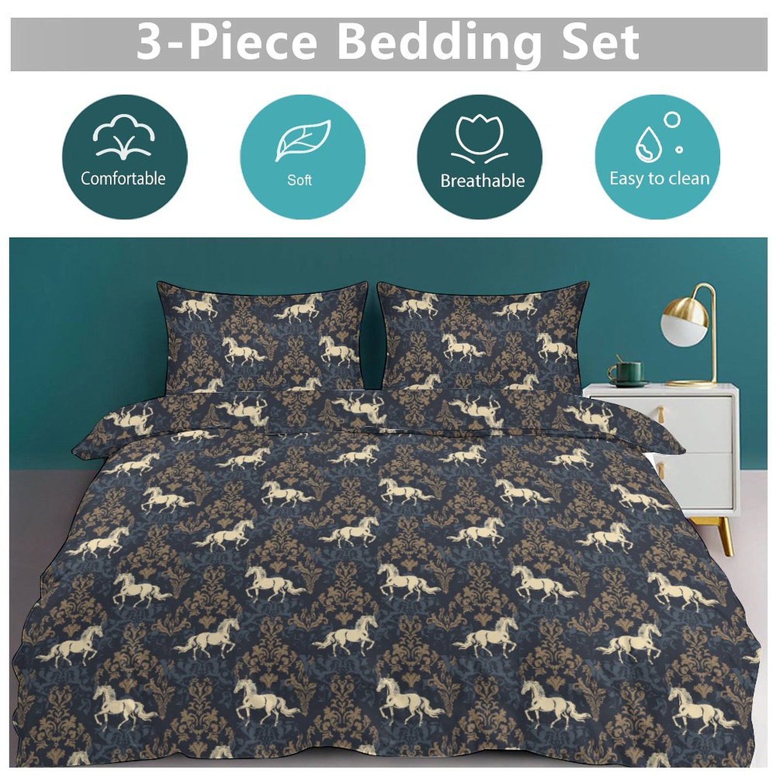 Equi Damask - 3 Pcs Duvet Set